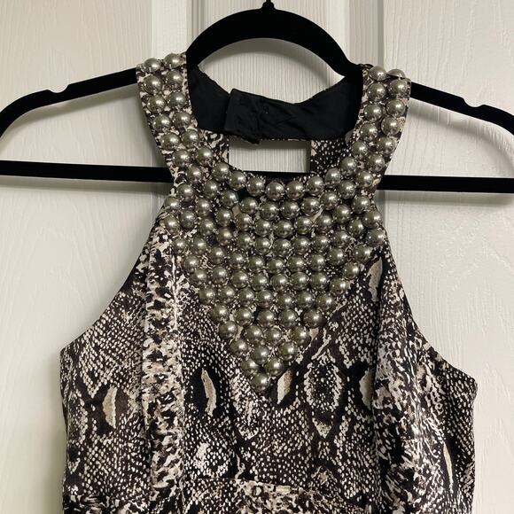 LAUNDRY by Shelli Segal 100% Silk Snakeskin Print Mini Halter Dress Size 4 - Picture 2 of 10